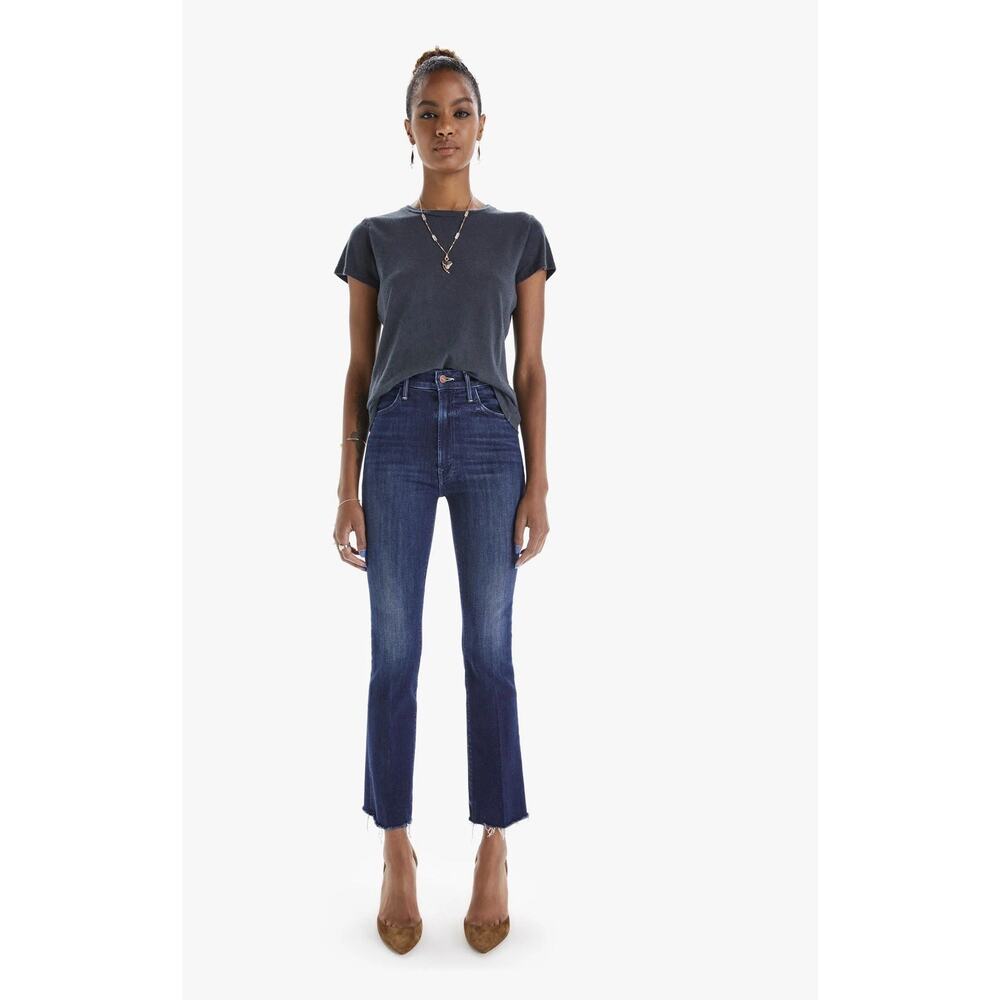 MOTHER The Hustler Ankle Fray Jeans Freebird Dark Wash Stretch Flare Sz 26 $228 - Picture 11 of 11